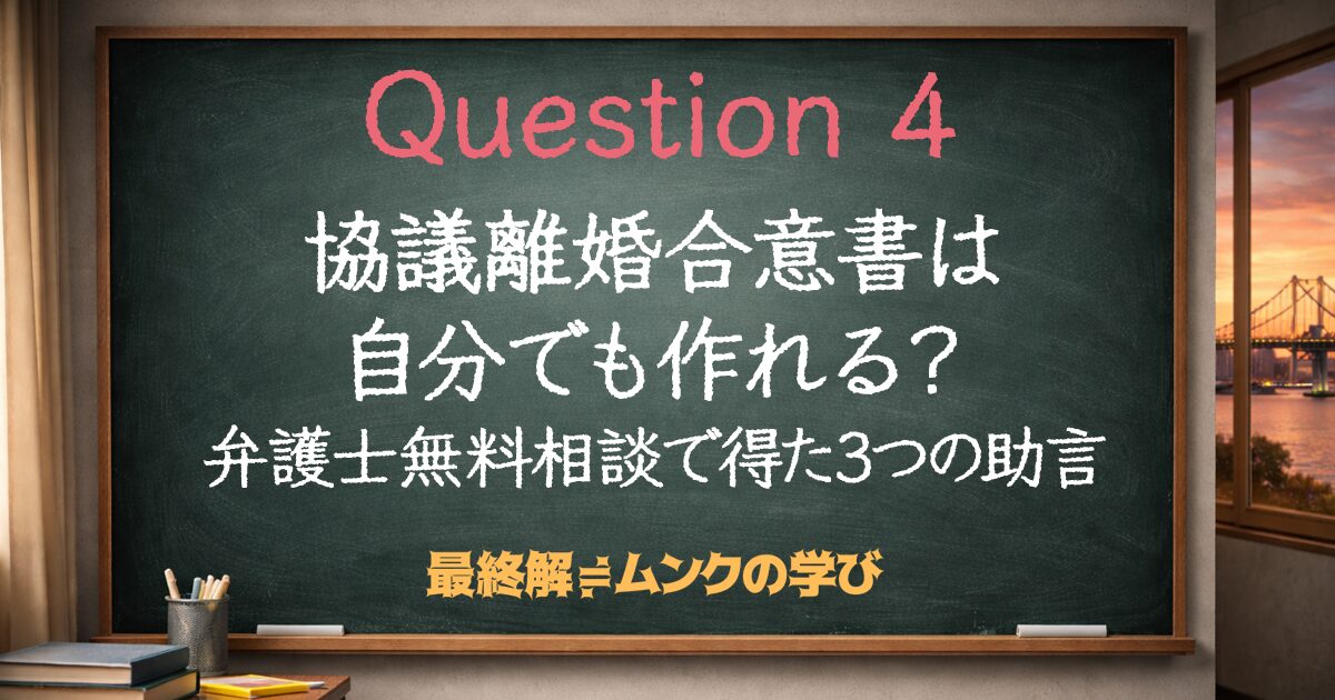 協議離婚合意書は自分でも作れる？弁護士無料相談で得た3つの助言