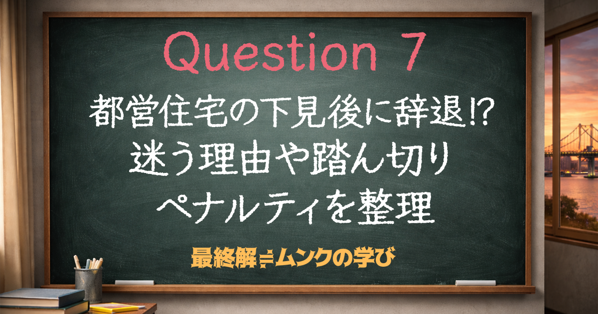 都営住宅を下見後に辞退⁉迷う理由や踏ん切り・ペナルティを整理